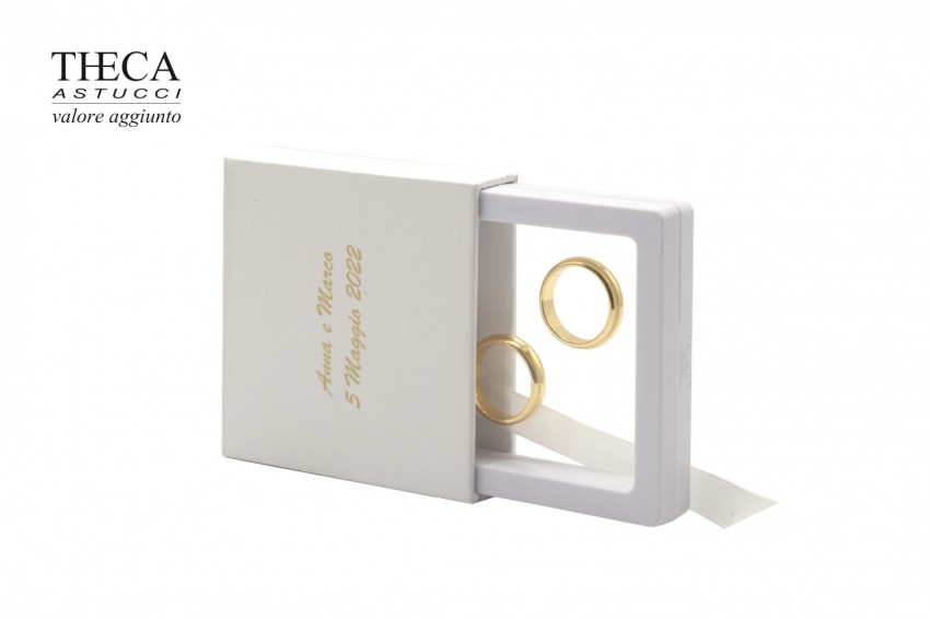Pocket fedi wedding rings box with gift bag 74x74x18 white - OTO1750 - Photo 2